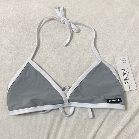 Chooks LA Bikini Top Sailor Gray size Medium - Picture 2 of 10
